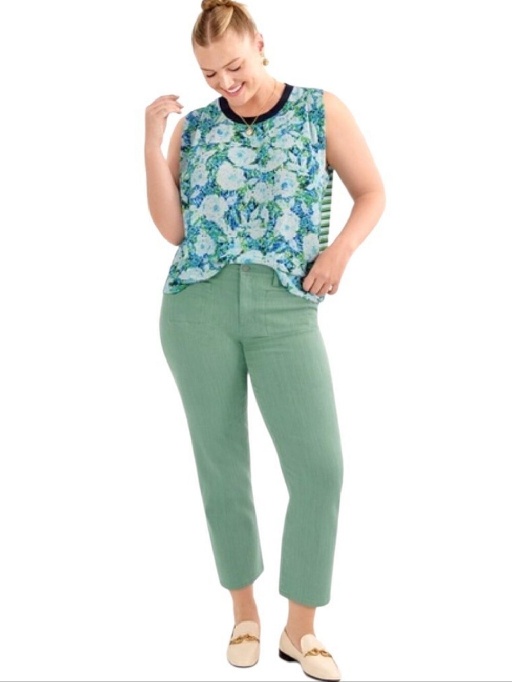 CAbi Austin Crop Jean in Seafoam Green